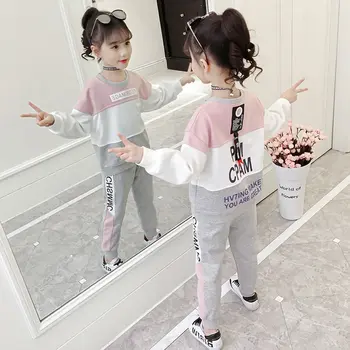 

Spring Autumn Girl Hoodies + Pants Two-piece Set Casual Baby Tracksuit Kids Clothes Girls Suit Children Clothing 4-15Y
