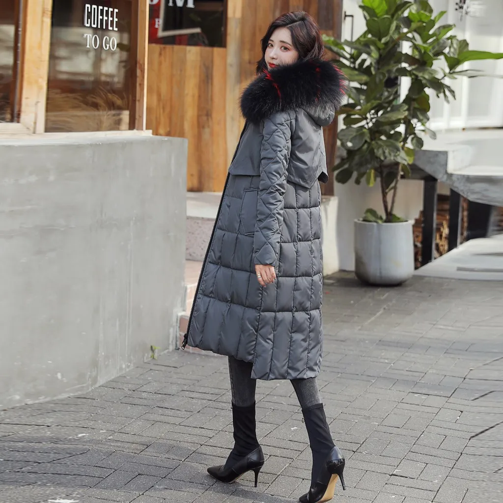 Ostrich, новинка, зимнее женское пальто, плюс размер, 3XL, с капюшоном, искусственный мех, воротник, Свободное пальто, женская повседневная Толстая куртка, парка N7