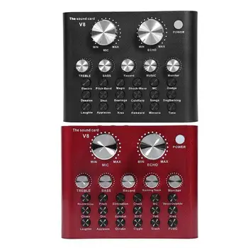 

V8 Bluetooth 4.2 Sound Card Mobile Phone Desktop Computer Singing Live Broadcasting Equipment Metal Material Black Appearance