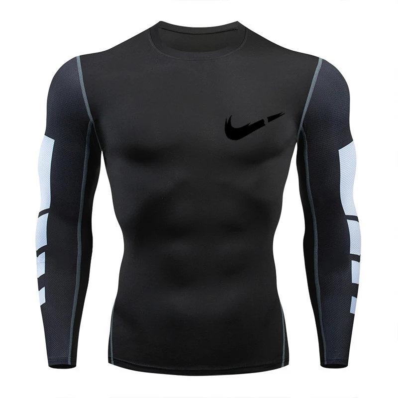 Новая брендовая мужская футболка для фитнеса и бега, компрессионная и быстросохнущая футболка для фитнеса и бега - Цвет: 10