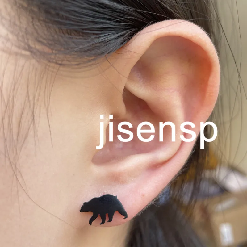 Minimalist Animal Stud Earrings - Cute Thin Line Fish, Hippocampus, Bat, Bear, Dolphin Design