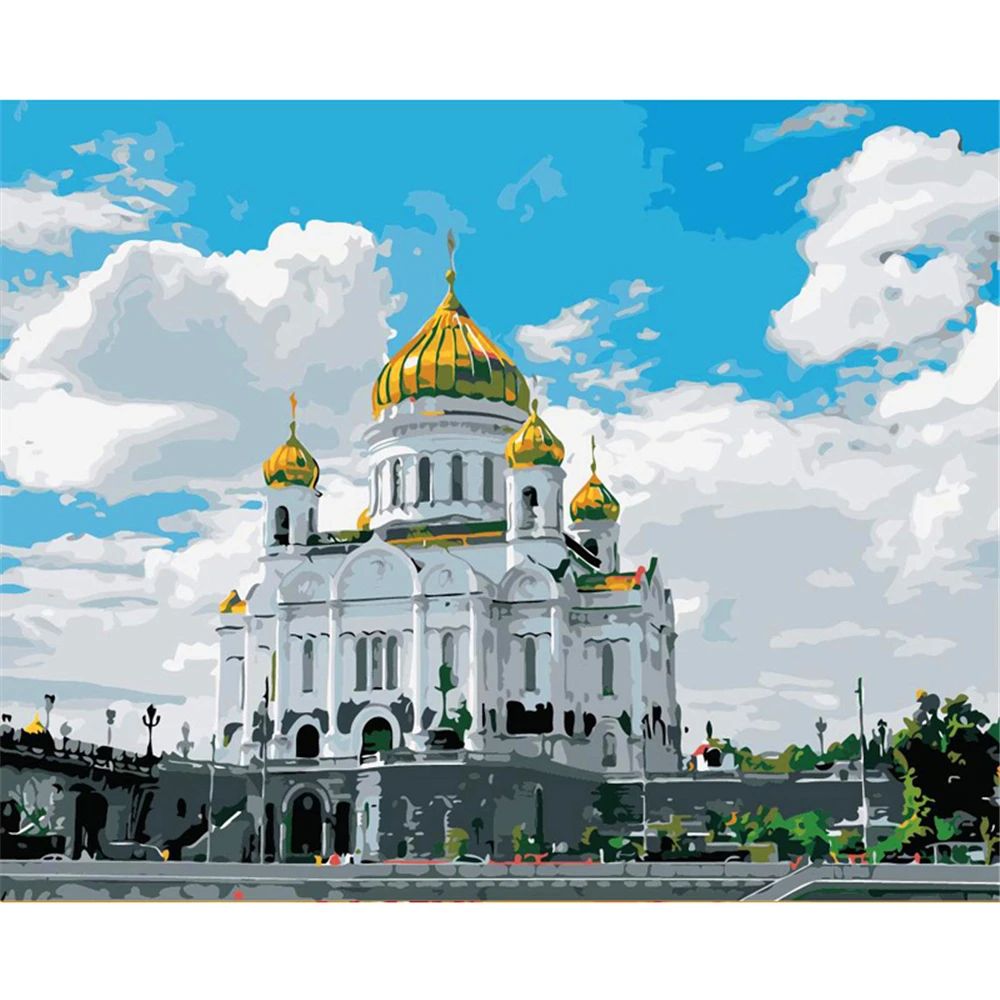 

Nice Palace Theme Painting by Numbers with Combo Inner Frame Packed in Colorful Box with 4050 size Colorful Canvas and Brushs