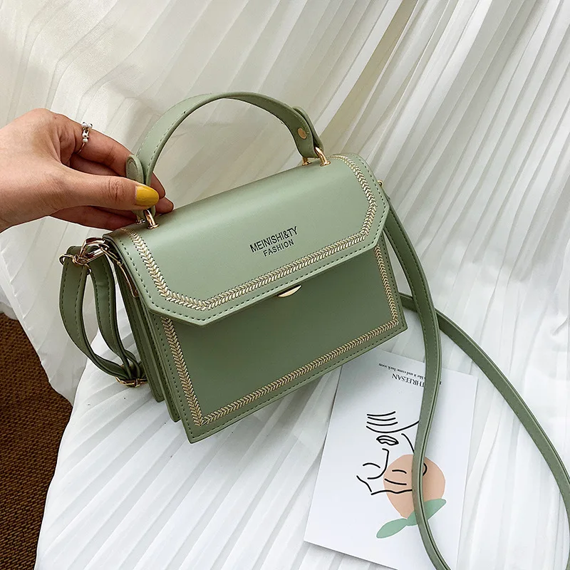 

New Arrival Bag Women's 2019 New Style Korean-style Portable Shoulder Bag Wheat Car Suture Western Style Shoulder Square Sling B