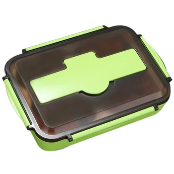 

Double Layer Stainless Steel Thermal Lunch Box 4 Separated Grid Bento Box Portable Food Storage Container,1 Pcs