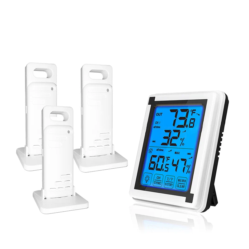 

New LCD Large Screen Touch Wireless Indoor Thermometer Hygrometer Backlight Temperature And Humidity Weather Clock