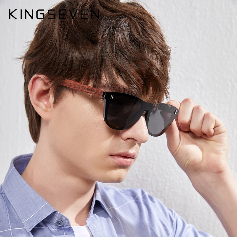 KINGSEVEN Brand Natural Bubinga Wooden Temple Polarized Rimless Sunglasses Men Women UV400 Handmade Eyewear Oculos de sol