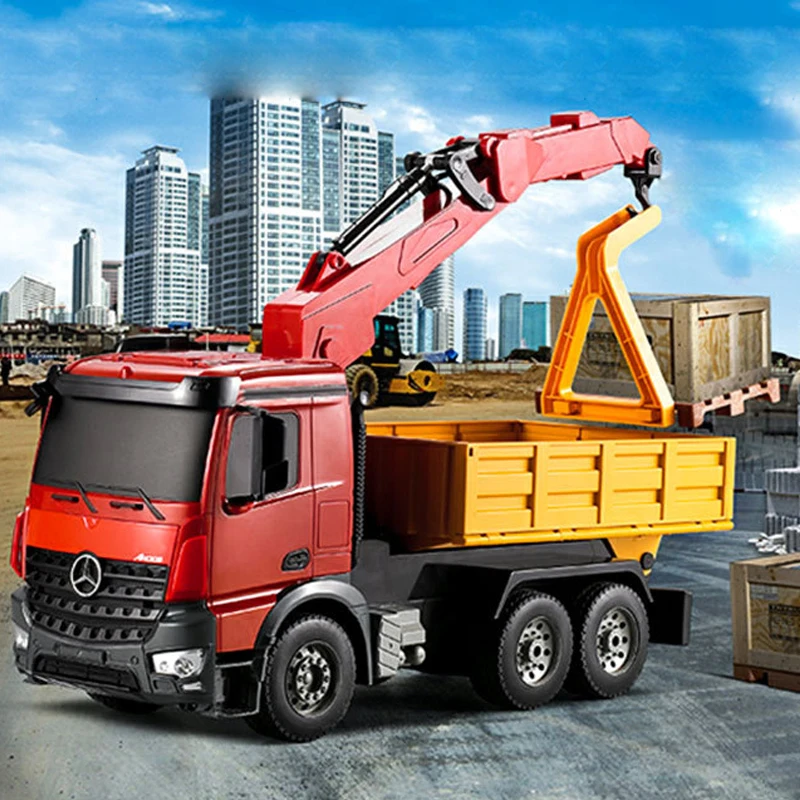 

38.5CM 1:20 6CH Big RC Benz Crane Toys Engineering Truck Vehicle Remote control Lifting Transport Cranes Brinquedos For Children
