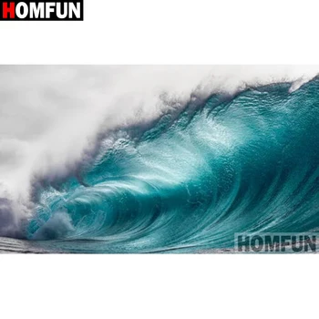 

HOMFUN 5D Diamond Painting Full Square/Round "Waves landscape" Picture Of Rhinestone DIY Diamond Embroidery Home Decor A27406