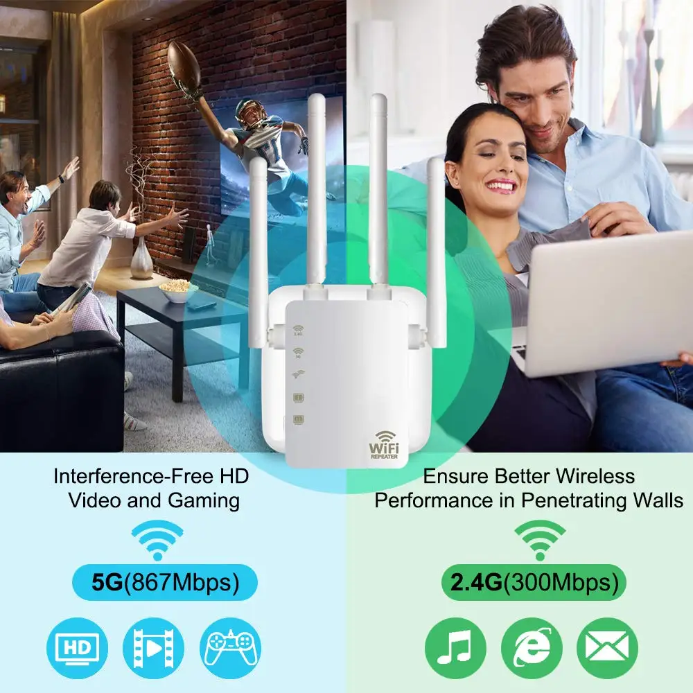 Беспроводной маршрутизатор Wi Fi ретранслятор 1200 Мбит/с 2 4 г 5G двухдиапазонный