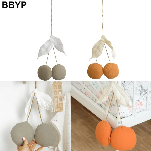 Sweet Cherry Wall Hanging Decor Cute Cotton Stuffed Cherry Baby Girls Room Decor Nordic Style Kids Room Home Nursery Party Decor 1