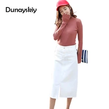Модные прямые джинсовые юбки Jupe, женские летние осенние джинсовые юбки-карандаш до середины икры, тянущиеся юбки Saia, длинная юбка Dunayskiy