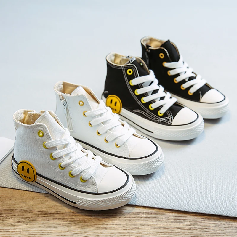 

Boys' canvas shoes 2020 discount small white shoes children's middle and large children's casual shoes girls' high top breathabl