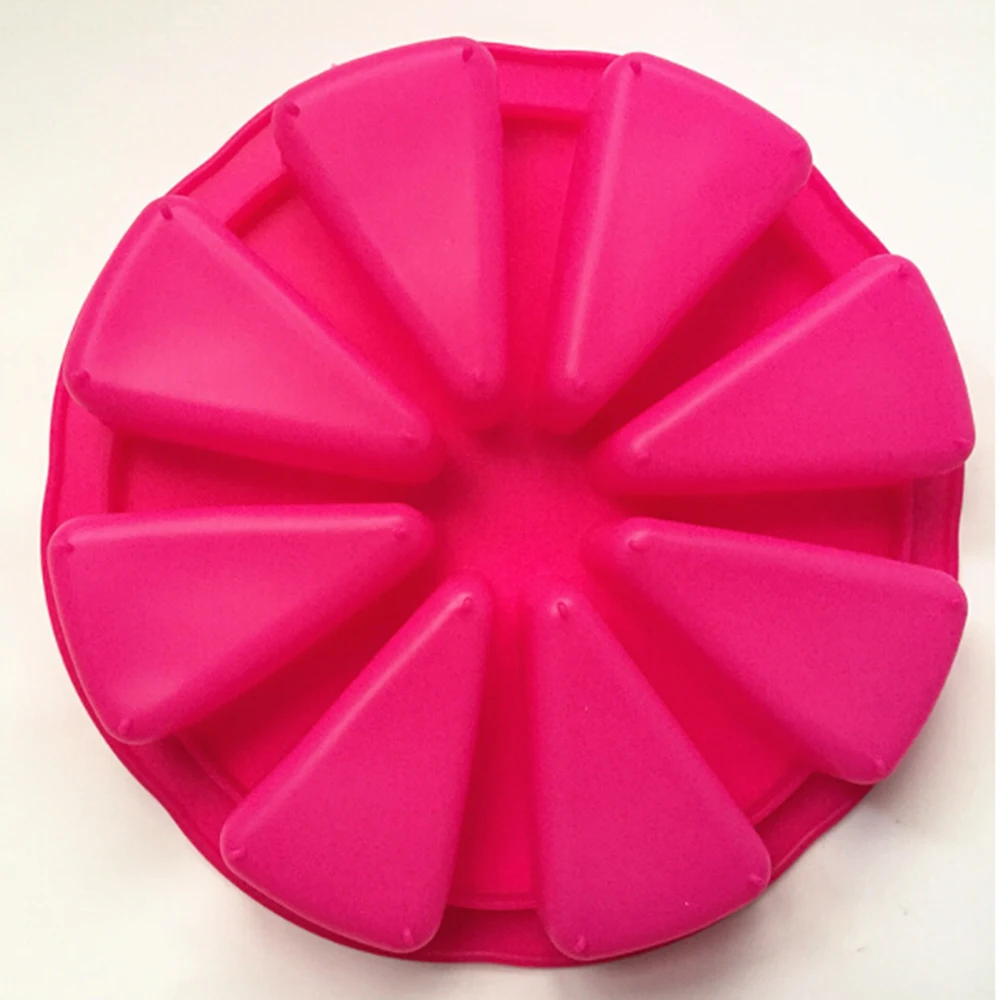 Bakeware Molds Cake Pan Silicone Cake Mold Pudding Triangle Cakes Mould Muffin Baking Tools Fondant Cake Molds 8 Points - Цвет: Rosered
