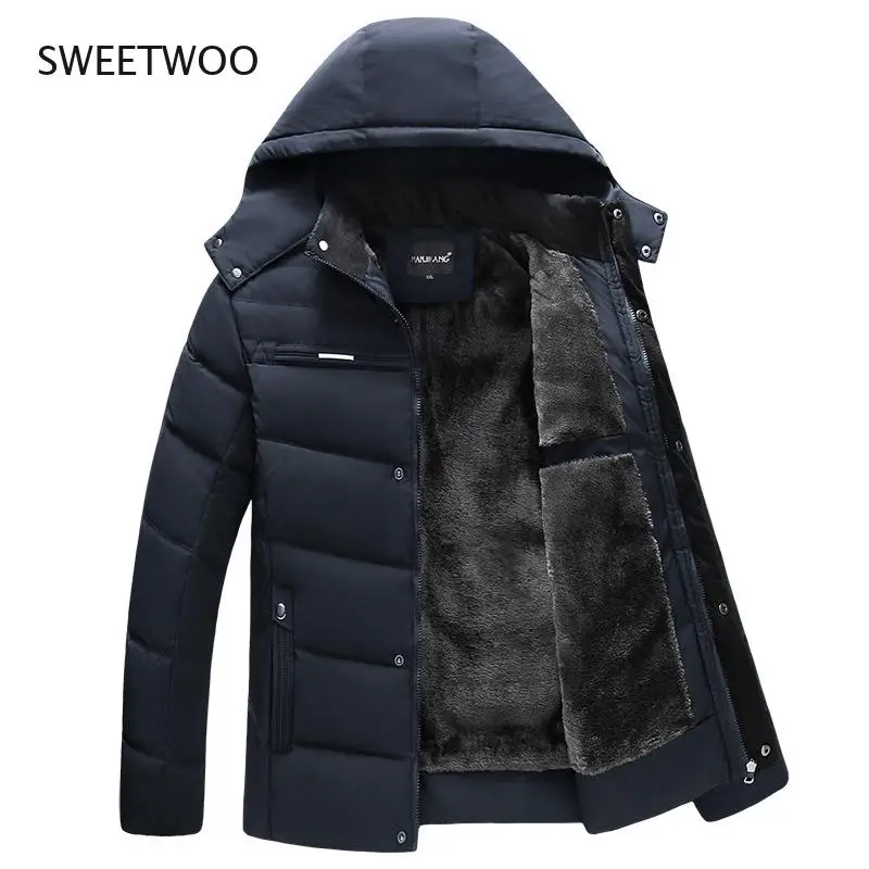 

2021 Winter Parka Coat Men's Jacket Men's Thick Hooded Waterproof Jacket Warm Jacket Father's Clothing Casual Men's Coat