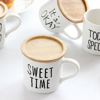 

"Sweet Time" Beautiful Ceramic Mug with Lid Tea Milk Coffee Mug Cup Home School Girls Drinkware Waterware Gift
