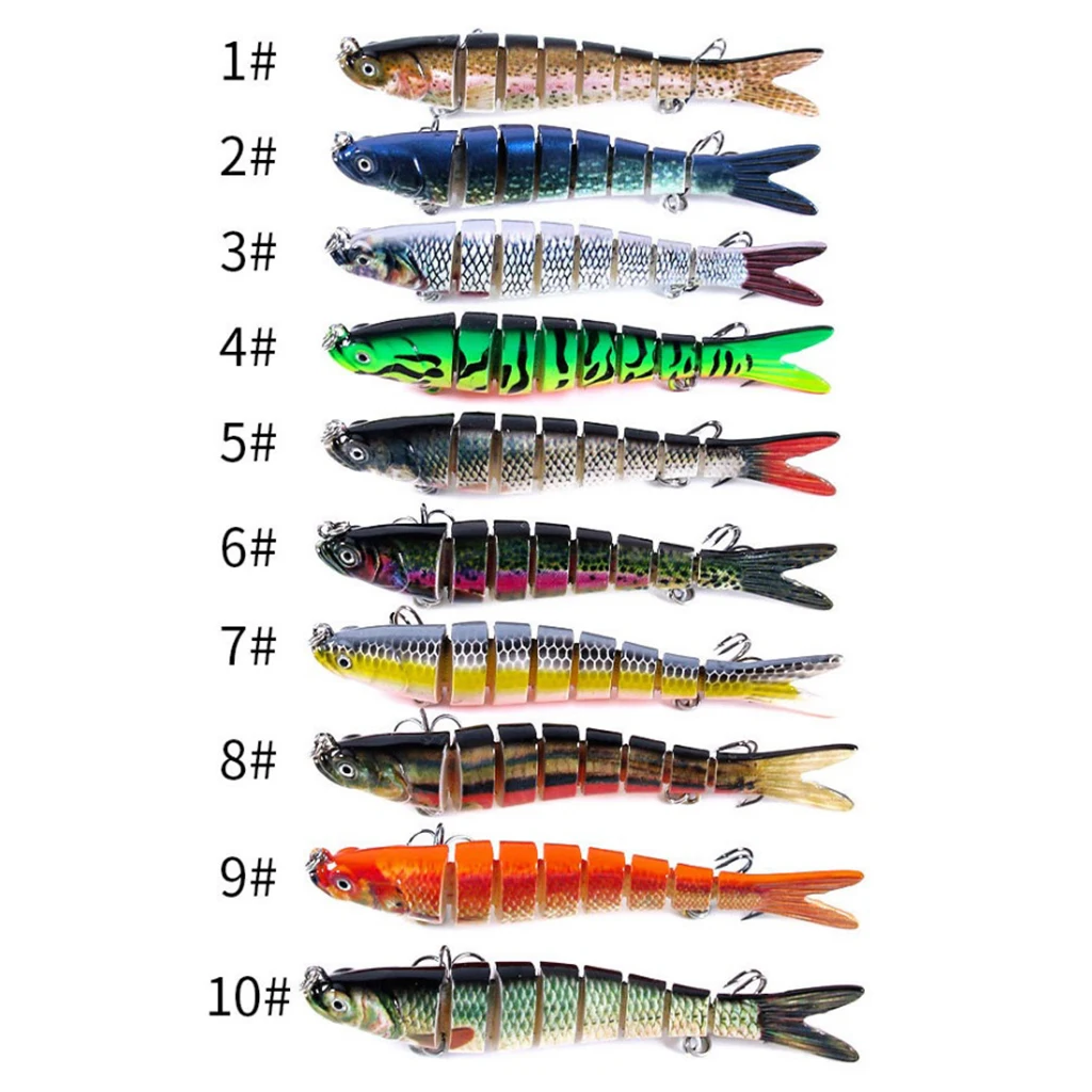  10cm Artificial Fishing Lures 8-segment Swim Bait Simulate Life-like 3D Eyes Multi Jointed Fish Lur