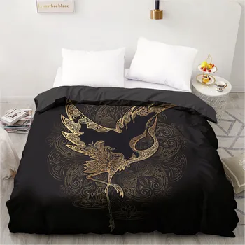 

Custom Design 3D Printed Duvet Cover Quilt Comforter Blanket Case Covers Bedding Set 200x200cm Glod Black Home Textile