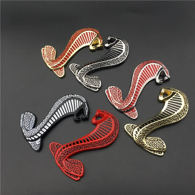 

1 PCS 3D Metal Cobra Badge Grill emblem for Focus Mondeo Ecosport Mustang Fiesta GT500 GT350 Car Stickers And Decals