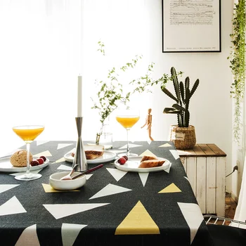 

Cotton and linen rectangle tablecloth printed table covers dust proof thick table cloth home kitchen outdoor banquet decoration