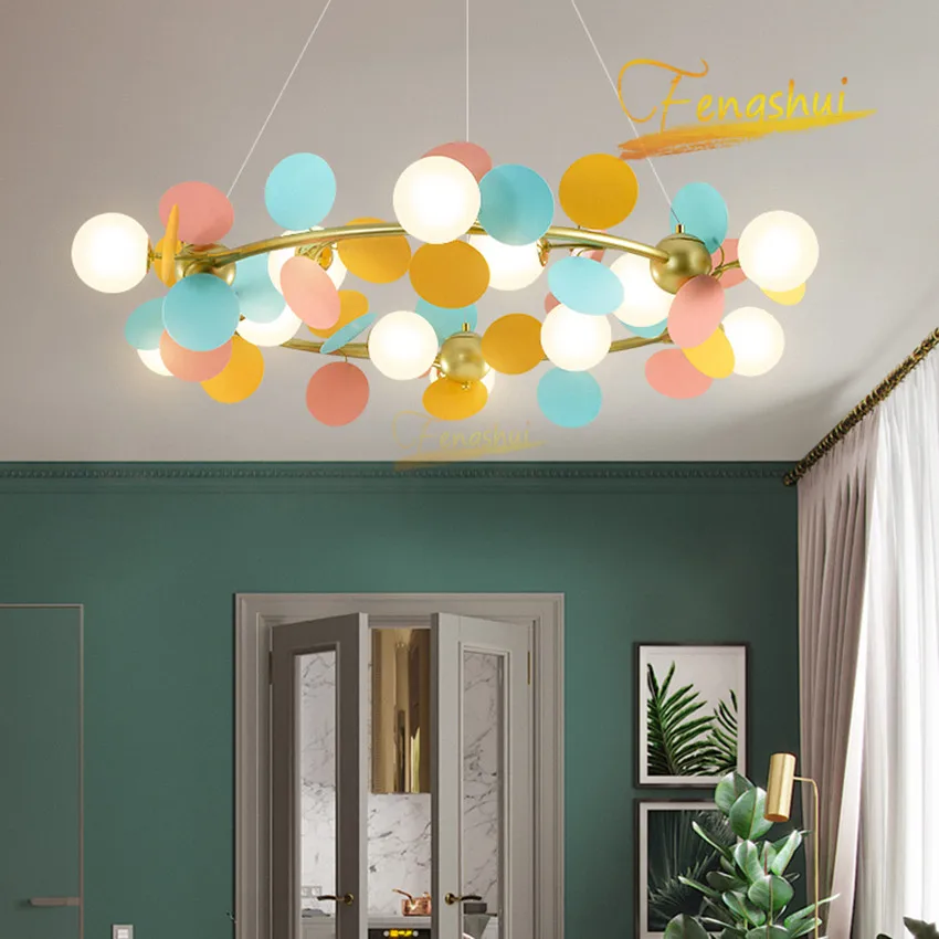 

Nordic Creative LED Ring Blade Pendant Lamp Lighting Modern Colorful Pendant Lights Bedroom Dining Room Living Room Hanging Lamp