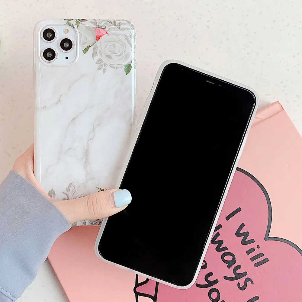 Чехол Netarlier для iPhone 11Pro Max Xsmax XR 7Plus XS 8 6sPlus IMD простой жемчужный блестящий Мраморный
