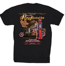 2019 New Brand Cheap Sale 100 % Custom Rat Rod T-Shirt Usa Sexy Pin Up Usa Route 66 Full Service Gtr Car Fans T Shirt(China)