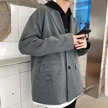 Осень и зима строченный Корейский мужской бизнес печать свободные Ins ветер дикий Повседневный блейзер