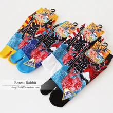 YOOWALK tabi Носки сандалии короткие носки унисекс из хлопка с рисунком золотой рыбки дизайн с вышитым Кроликом, Разделение носок Носки флип-флоп Носки