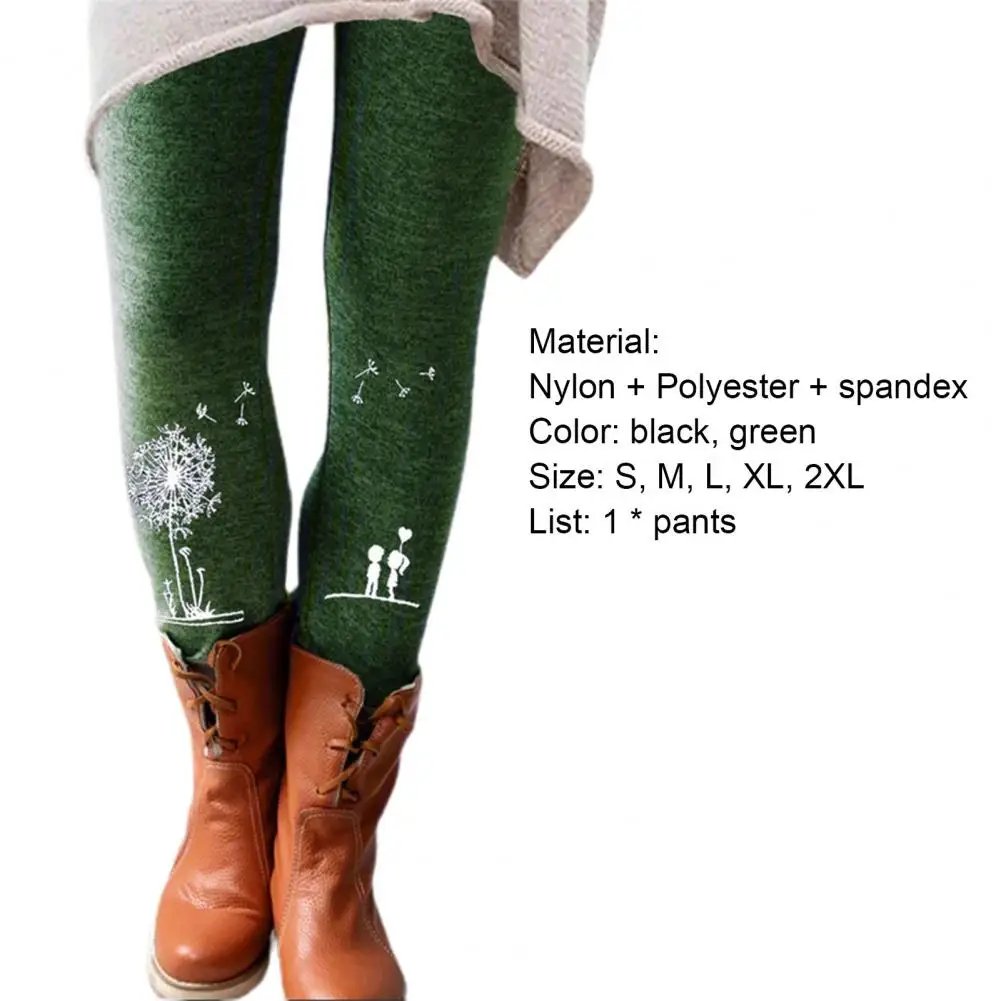 2021 Spring Autumn Women\'s Leggings Trousers Dandelion Print Long Pants Women Skinny Leggings Casual Women\'s Pants