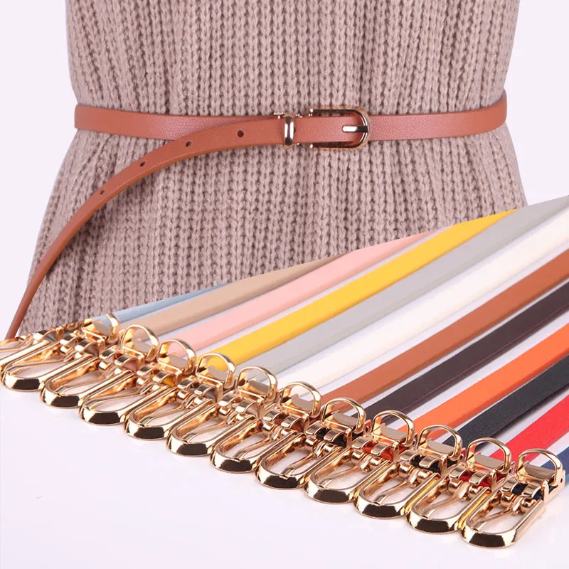 

New Multi-color Decorative Dress with Sweater Thin Belt Women's All-around Needle Button Small Belt Korean Version Trouser Belt