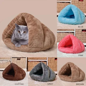 

2 Size Dog Cat Beds Mats Solid Cute Pet Dog Cat Cave Igloo Cages Bed Basket House Kitten Soft Cozy Indoor Cushion Kennel Cages