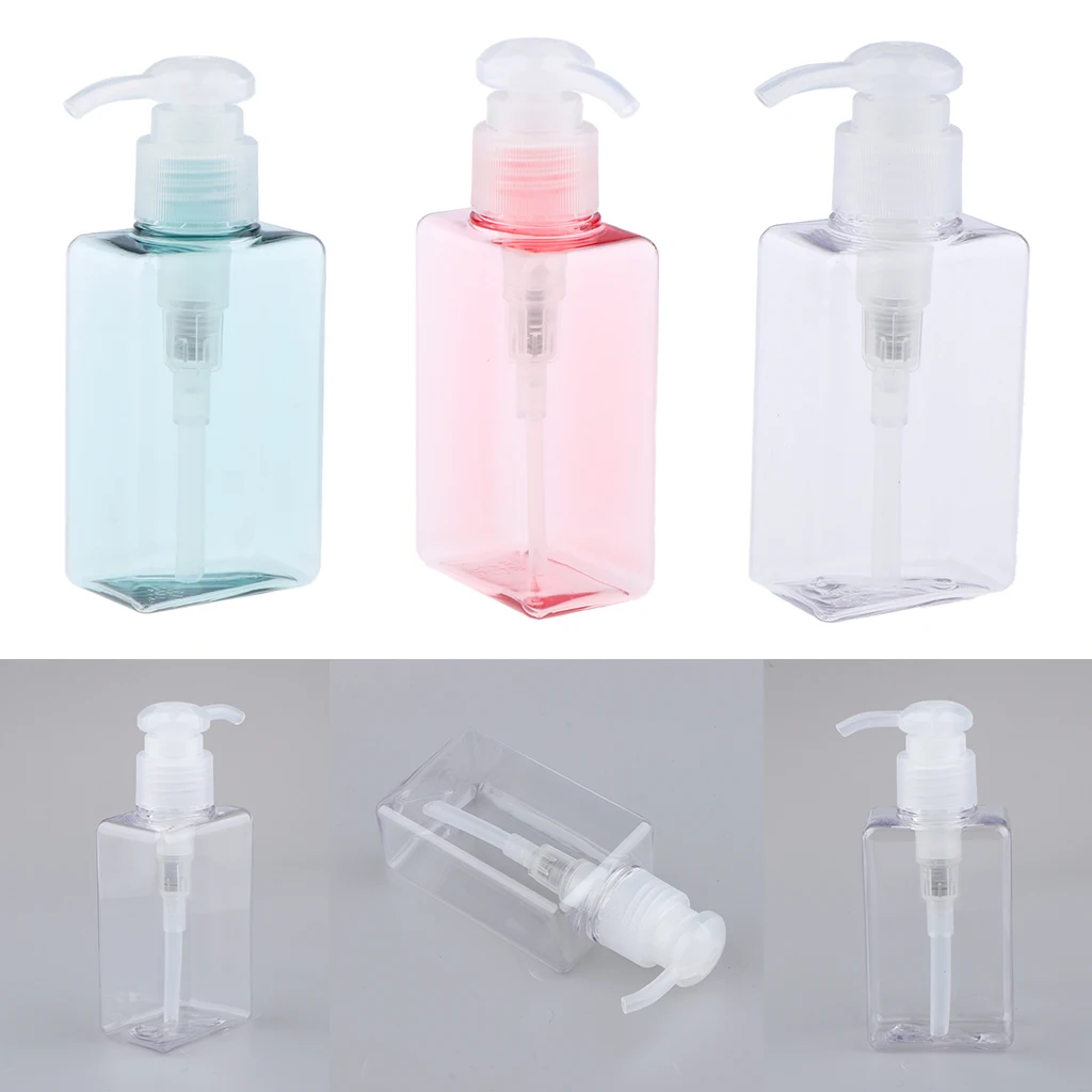3PCS/set Empty Square Bottle Set with Pumps, 100Ml, for Shampoo, Conditioner, Liquid Soap, Lotions