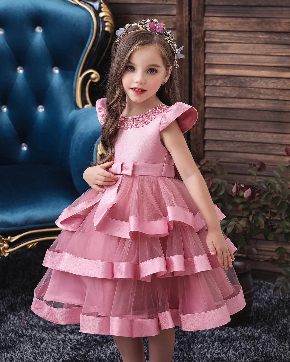 Детское нарядное платье осеннее платье принцессы на Хэллоуин вечерние платья платье для танцев для девочек розовое платье для маленьких девочек