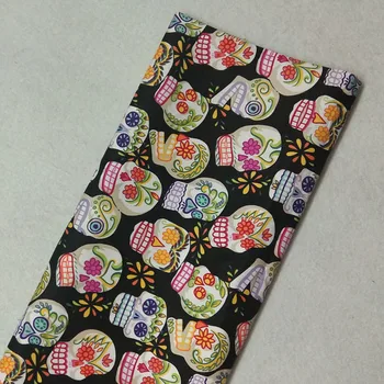 

Pretty Punk Cool Colorful Flower Skull printed cotton Spandex fabric fabric 48x120cm Bedding Quilting Clothing DIY fabric