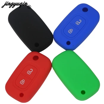 

jingyuqin 30pcs/lot 2 Buttons Silicone Flip Folding Car Key Case For Renault Modus Clio Megane Kangoo Auto Key Cover Protector