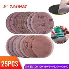 Disques de ponçage à mailles, 25 pièces, 5 pouces, 125mm, crochet et boucle, papier de verre abrasif sans poussière, Anti blocage, meulage tranchant