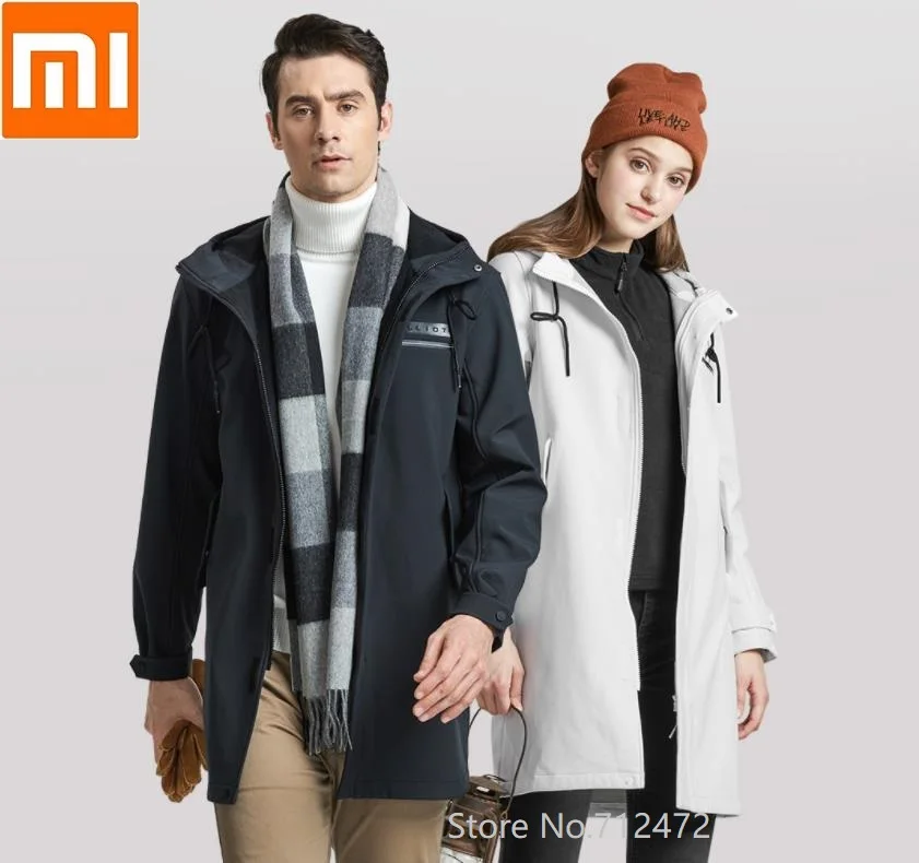 Xiaomi Мужское пальто Мужское Женское пальто модное повседневное обтягивающее пальто с капюшоном ветрозащитное длинное пальто теплая мягкая уличная одежда