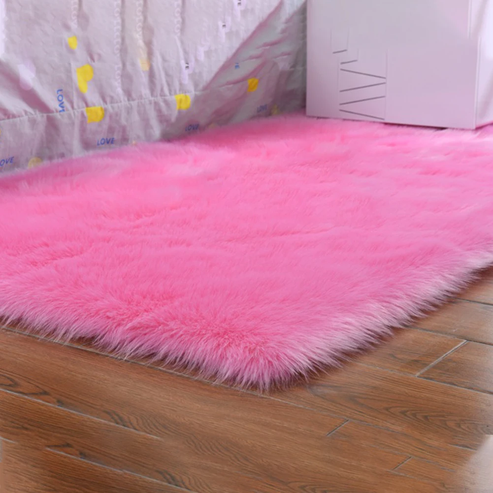 Декоративный ковер для дома, ковер, нескользящий прямоугольный пол для спальни, пушистый, для прихожей, однотонный, для гостиной, искусственный мех, мягкий