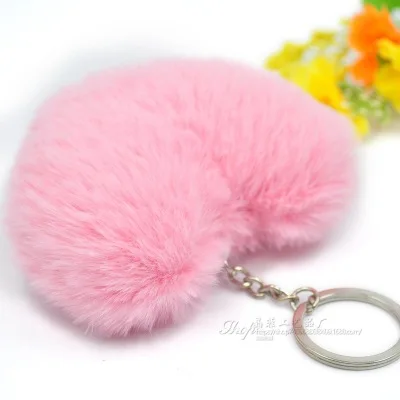 Keyring Soft Faux Fluffy Rabbit Fur Monkey HandBag Pendant Charm Pompom Keychain 