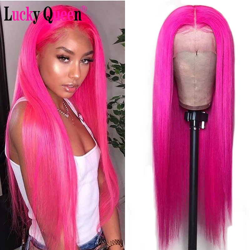 Lucky Queen 150% Hot Roze Menselijk Haar Pruiken Pre Geplukt Braziliaanse Remy Rechte 13X4 Lace Front Pruiken Ombre rode Pruiken Voor Vrouwen Lucky Queen 150% Hot Roze Menselijk Haar Pruiken Pre Geplukt Braziliaanse Remy Rechte 13X4 Lace Front Pruiken Ombre rode Pruiken Voor Vrouwen