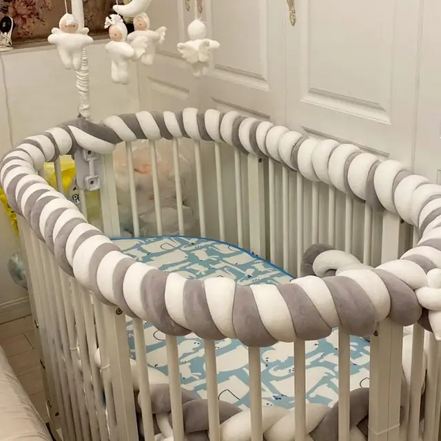 barriere de lit Pare-choc de lit pour bébé de 5M, doublure de berceau en maille – Image 3