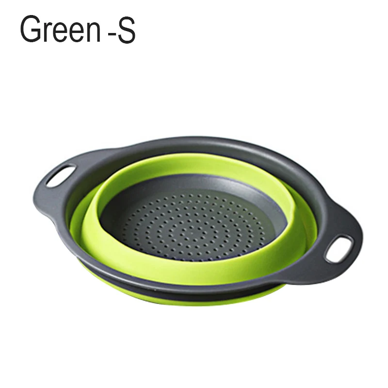 Green S Прочный Многофункциональный кухонный нетоксичный складной силиконовый дуршлаг для фруктов и овощей Экономия пространства легко чистить - Цвет: Green S