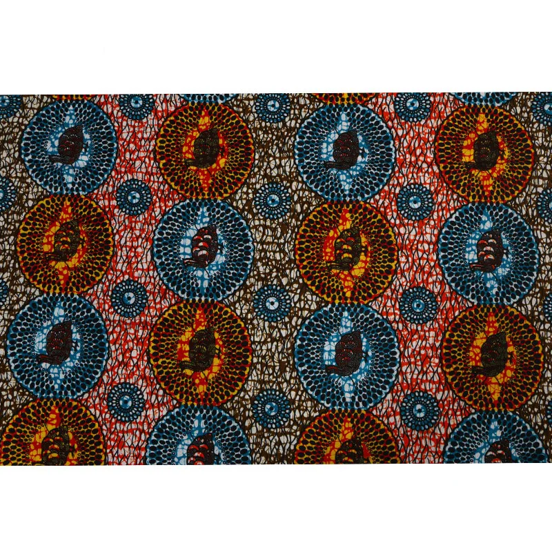 Африканская настоящая ткань Ankara Pagne настоящий голландский воск синяя и оранжевая ткань с принтом