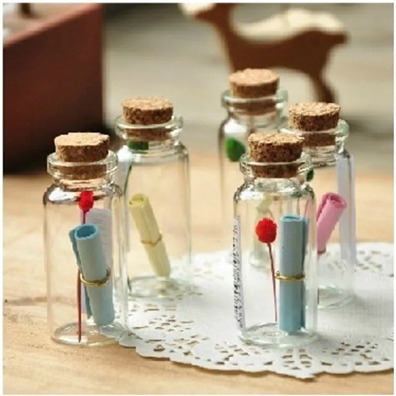 

50Pcs 0.5ml Cute Mini Tiny Empty Clear Empty Wishing Vials with Cork Glass Bottles Jars Container DIY Craft Christmas Decoration