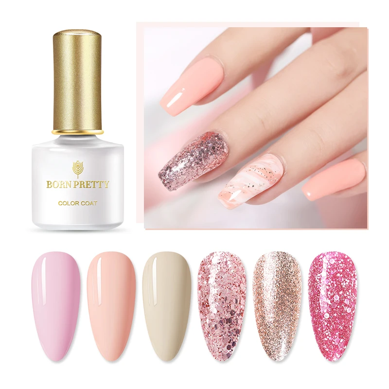 Born Pretty Rose Gold Gel Polish 5ml/6ml Multicolor Glittering Sequins