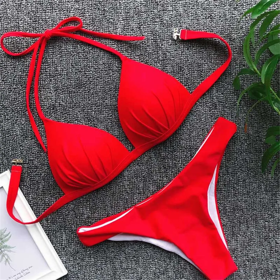 bikini shorts set New Sexy Micro Bikinis 2020 Mujer Push Up Swimwear Women Solid Swimming Suit Swim Bathing Suit Brazilian Biquini Monokini Bikini bandeau bikini set