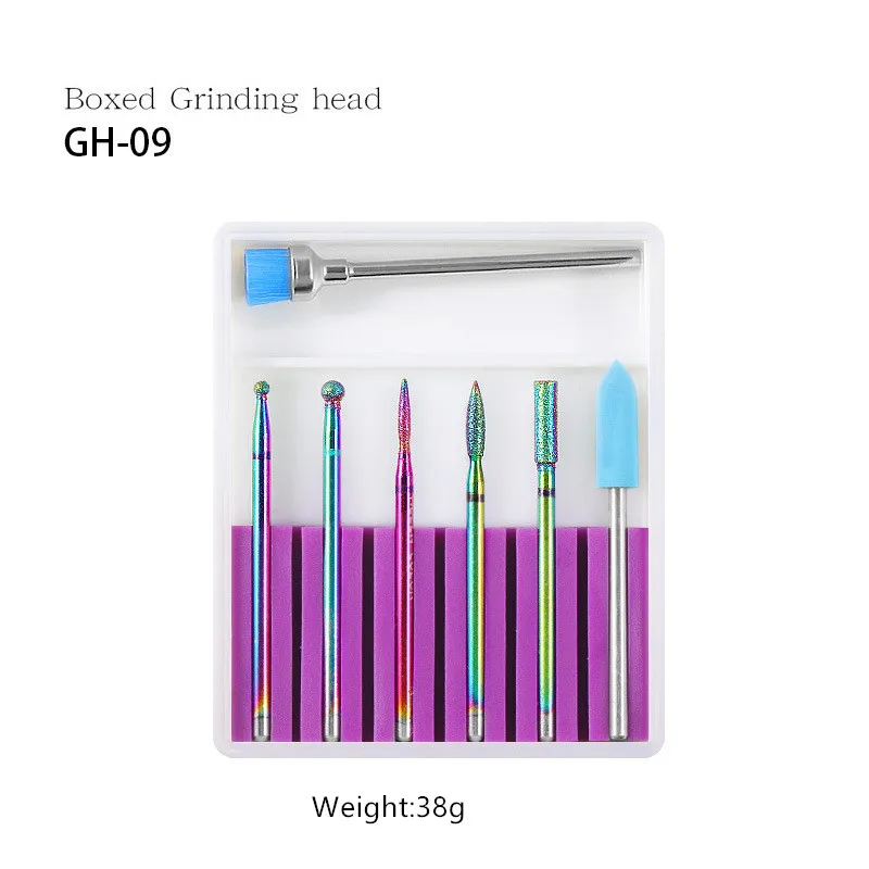 GH-09 7Pcs Ceramic Nail Drill Bits Set with Cleaning Brush Diamonds Milling Cutter Silicone Polishing for Manicure Machine Accessories - Цвет: GH-09