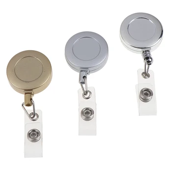 

Hot sale Retractable Pull Key Ring ID Badge Lanyard Name Tag Card Holder Recoil Reel Belt Clip Metal Housing Metal Covers