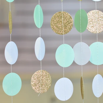 

Gold and silver round string 3-meter flower paper string pendant Festival and party decoration