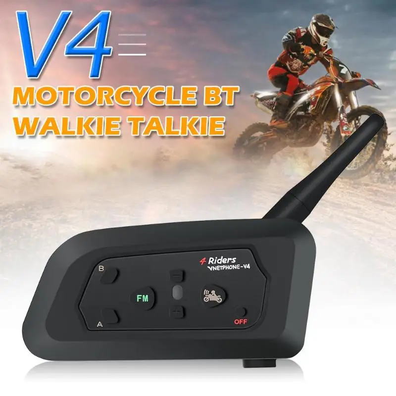 

1pc/1 Pair V4 Motorcycle Helmet Bluetooth Headsets Full Duplex Real-time Call IP67 Waterproof 4 Riders BT Wireless Intercom